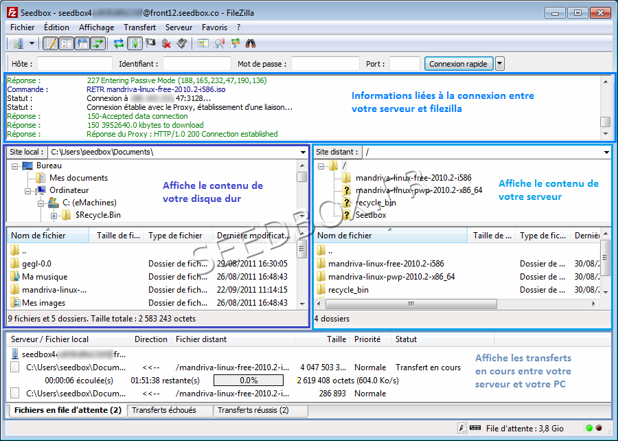 Interface FileZilla