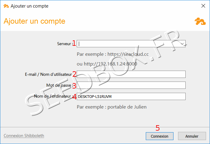 Configuration du compte Seafile