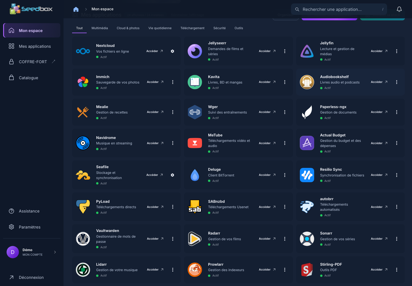 Carte MeTube installée dans Mes applications