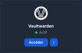 Carte Vaultwarden active dans Ma console