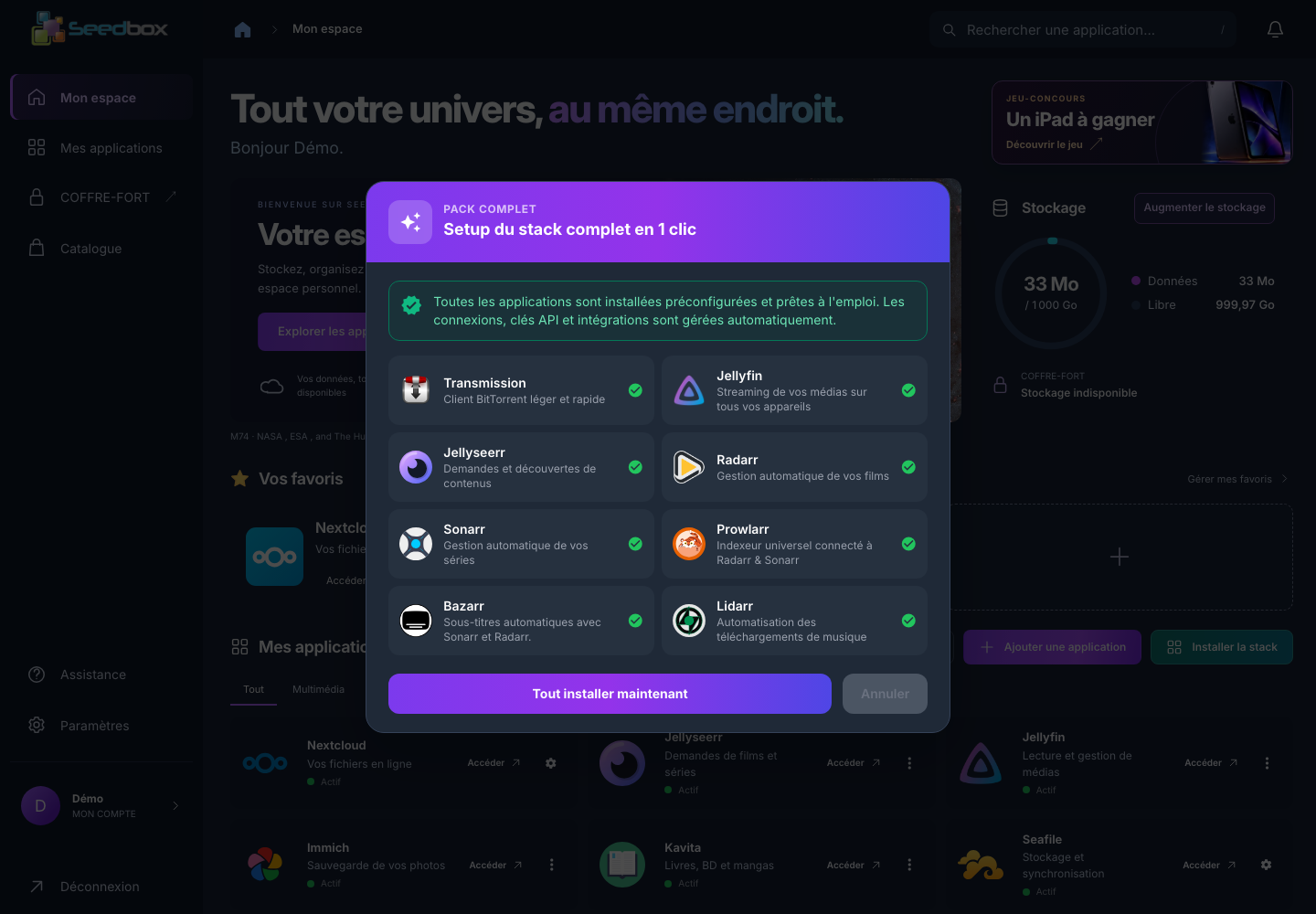 Bazarr figure dans la stack complète