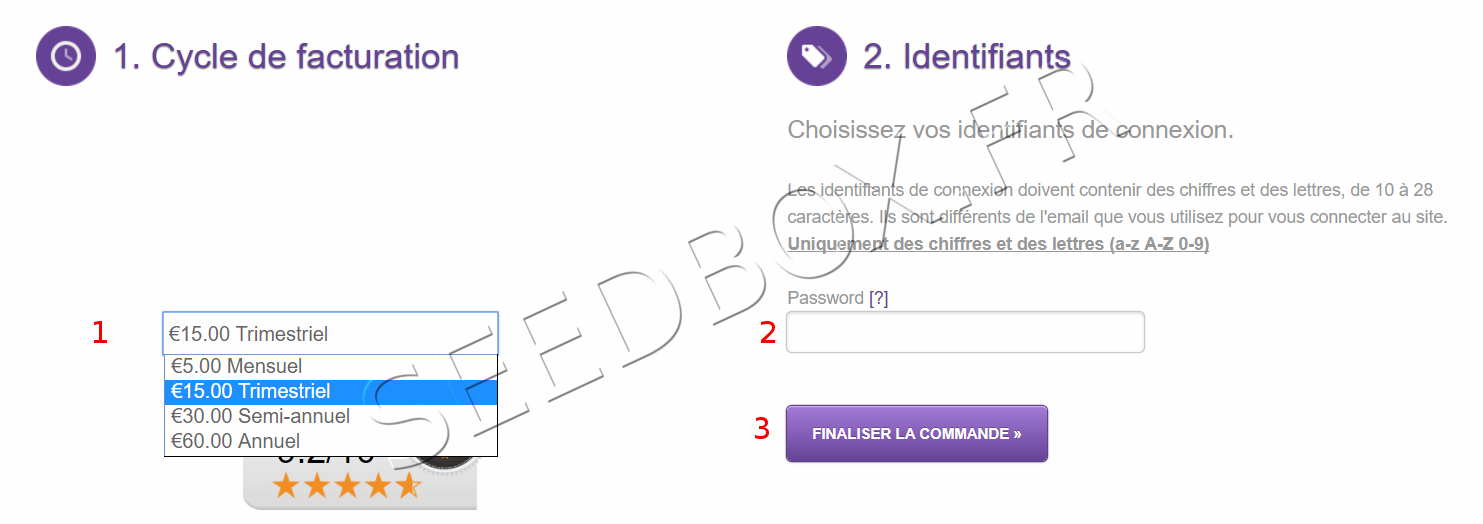 Configuration de la commande