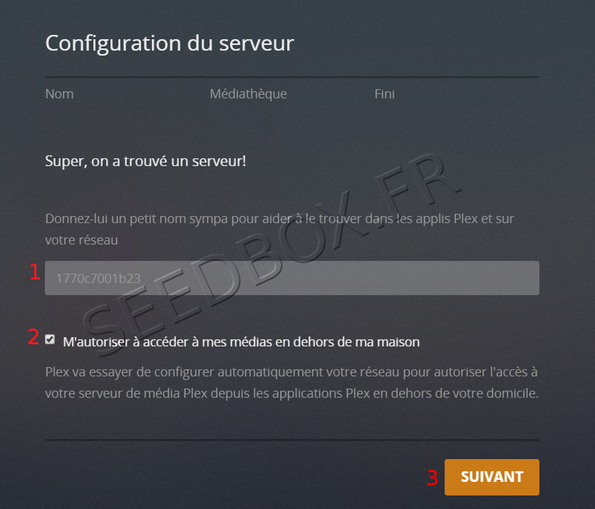 Configuration Plex - Nom