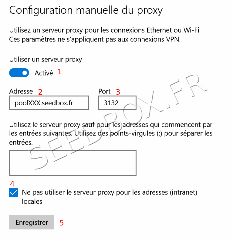 Configuration manuelle du proxy Windows