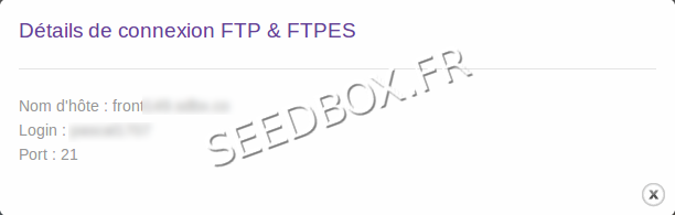 Détails de connexion FTP