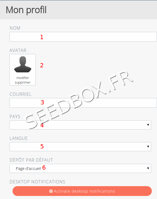 Modification du profil