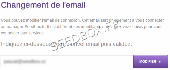 Modification de l'email