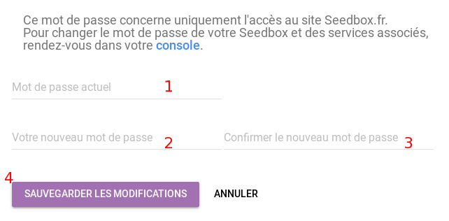 Modification du mot de passe