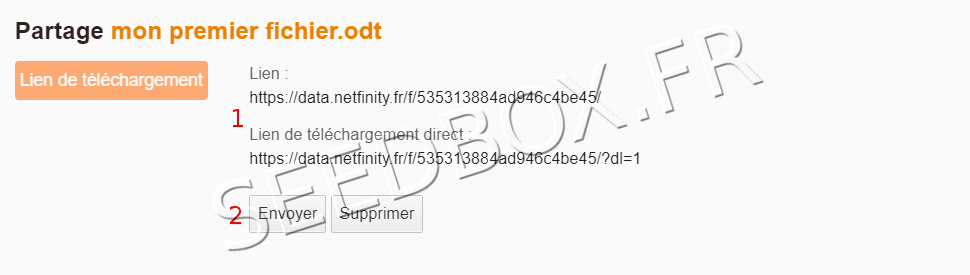 Lien de partage généré