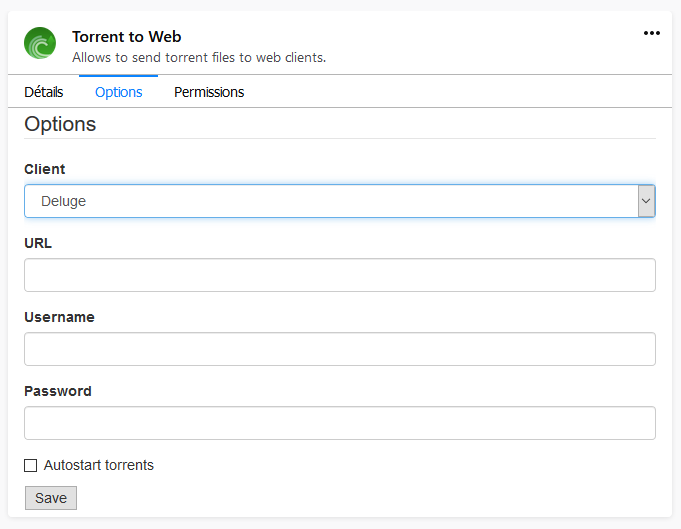 Configuration Torrent to Web
