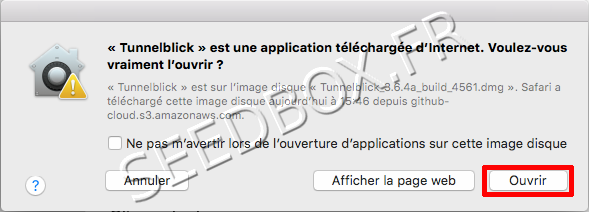 Confirmation d'ouverture