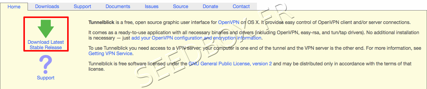 Page de téléchargement Tunnelblick