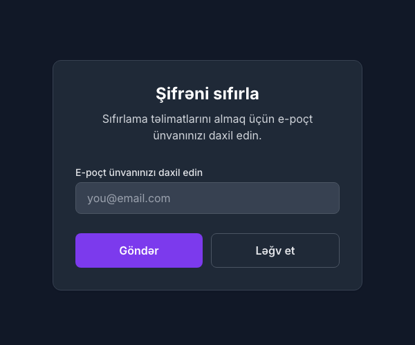 Şifrə sıfırlama forması
