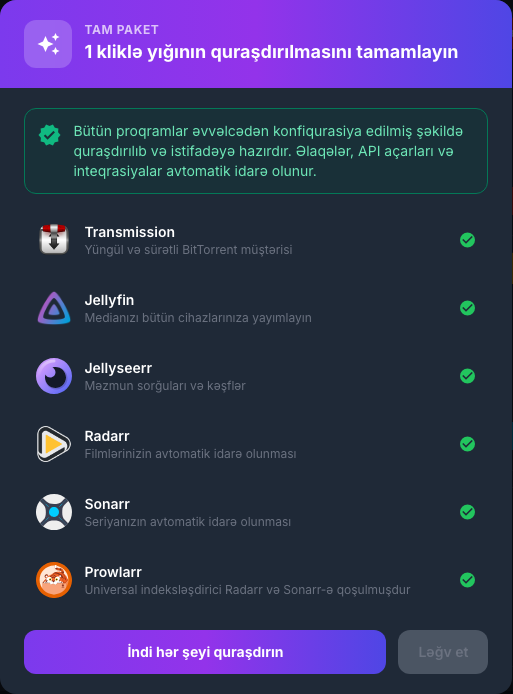 Bir kliklə multimedia yığını təqdimat pəncərəsi