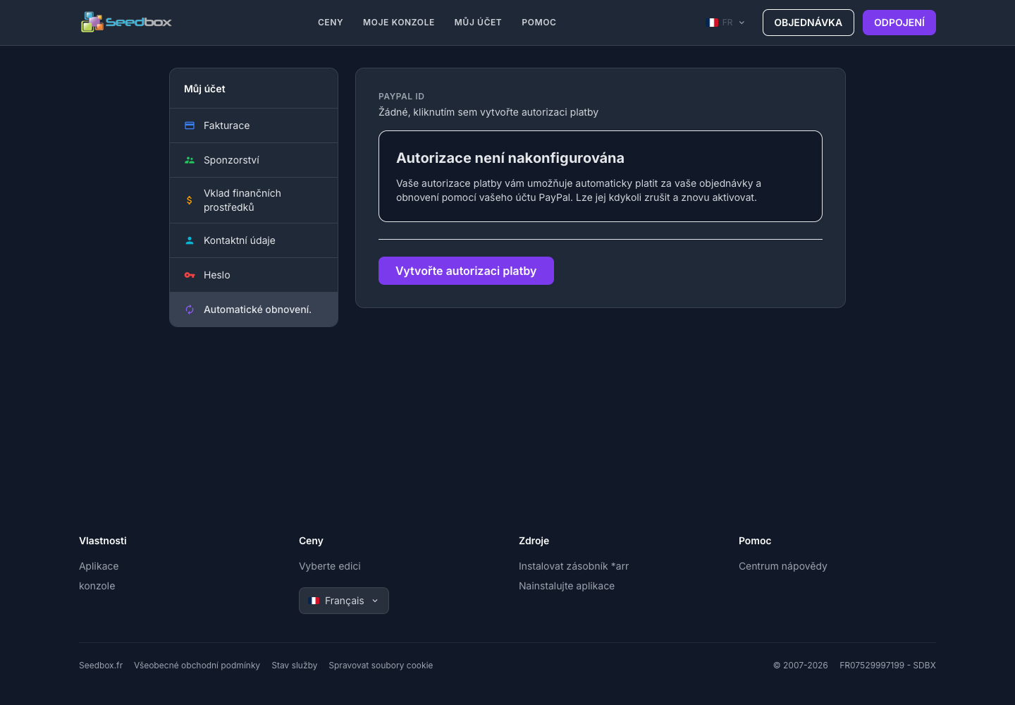 Renouvellement automatique PayPal non configuré