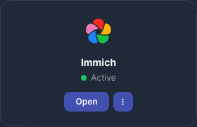 Scheda Immich attiva in La mia console