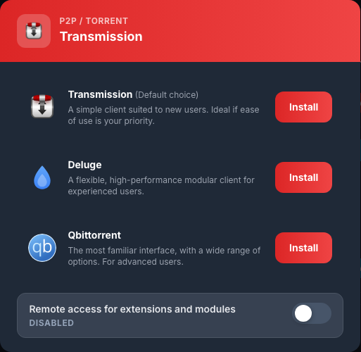 Selezionando qBittorrent nelle impostazioni P2P