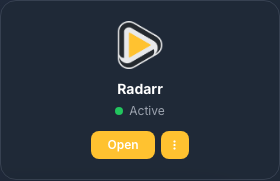 بطاقة Radarr نشطة في وحدة التحكم الخاصة بي