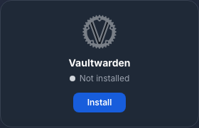 Karta Vaultwarden před instalací