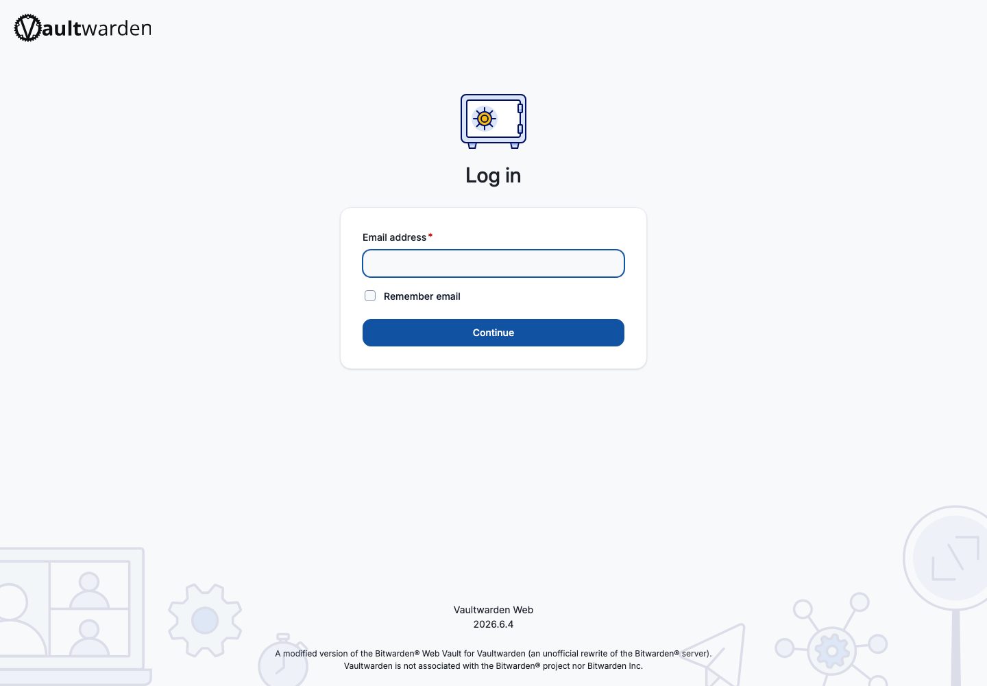 Připojování k Web Vault Vaultwarden