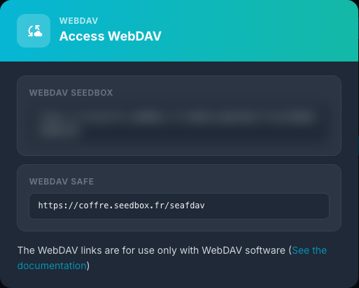 آدرس WebDAV را با URL شخصی seedbox محو می کند