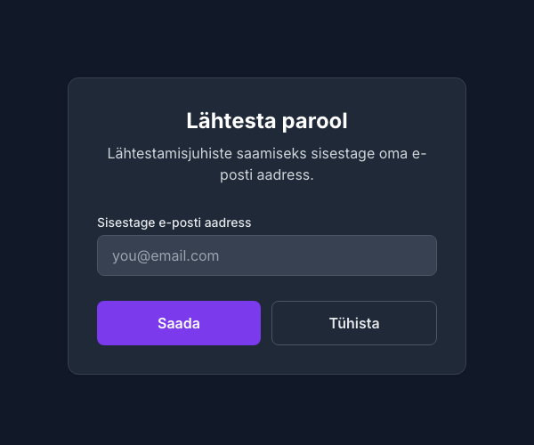 Parooli lähtestamise vorm