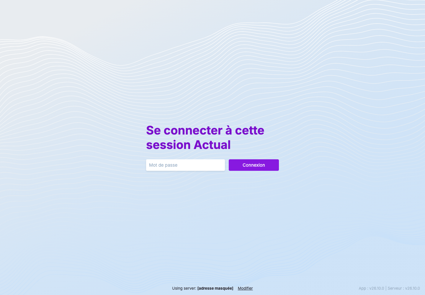 Connexion à Actual Budget, adresse de l’instance masquée
