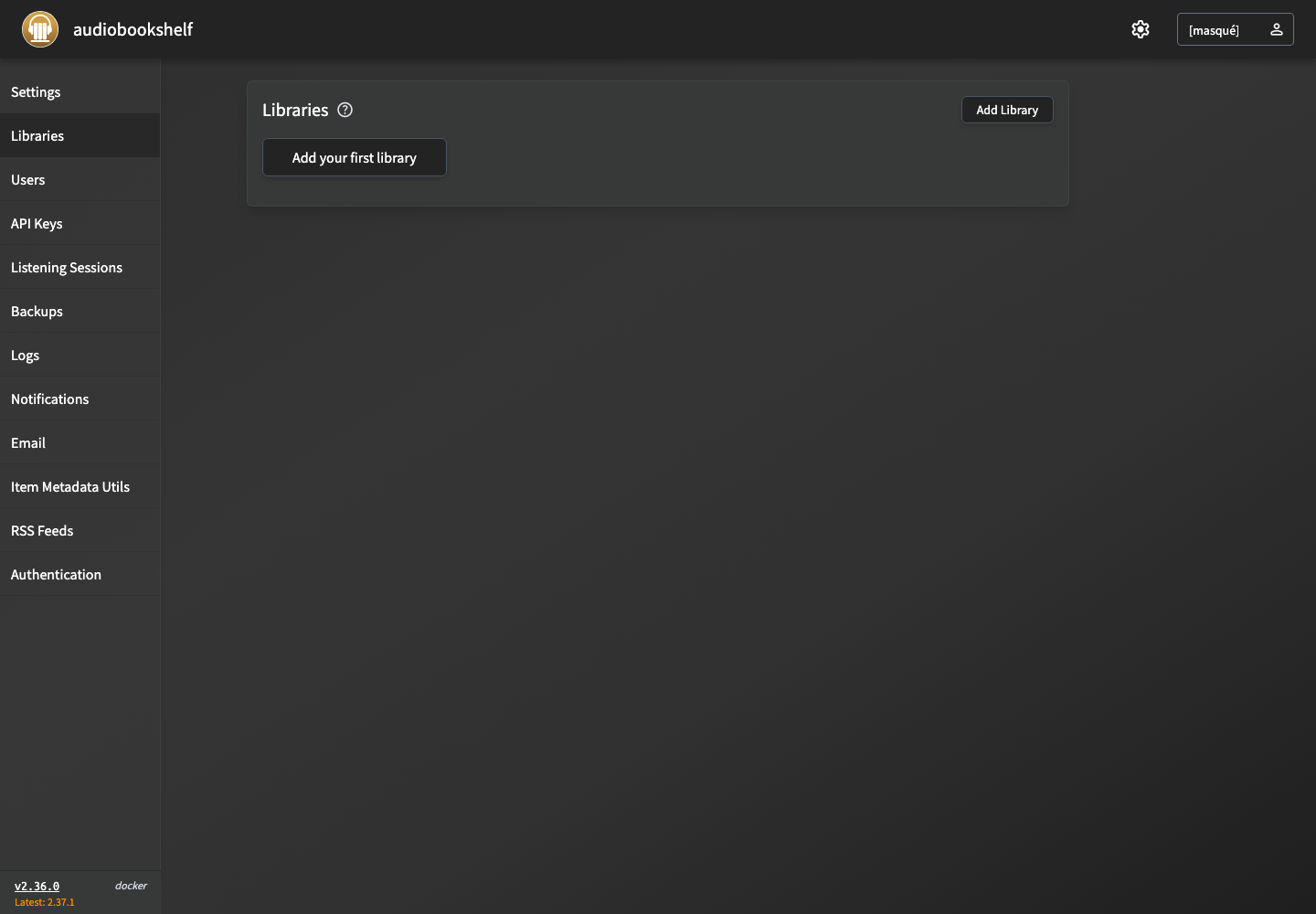 Page des bibliothèques Audiobookshelf
