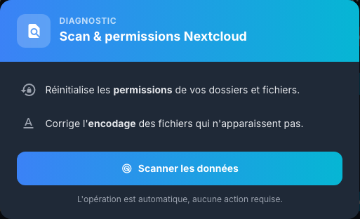 Outil de diagnostic Scan et permissions Nextcloud