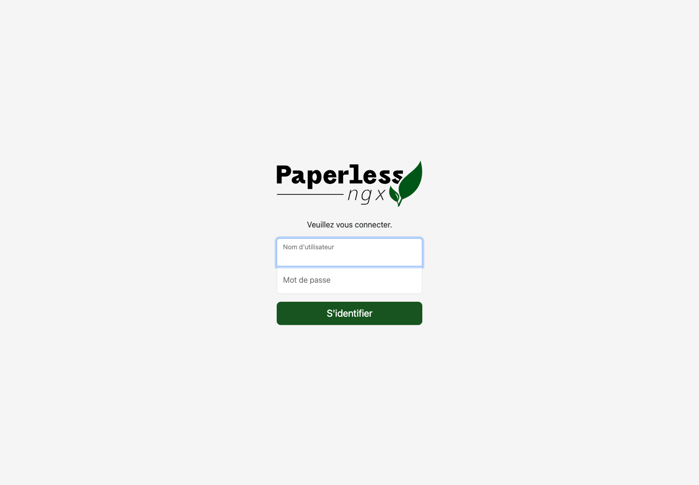Écran de connexion Paperless-ngx