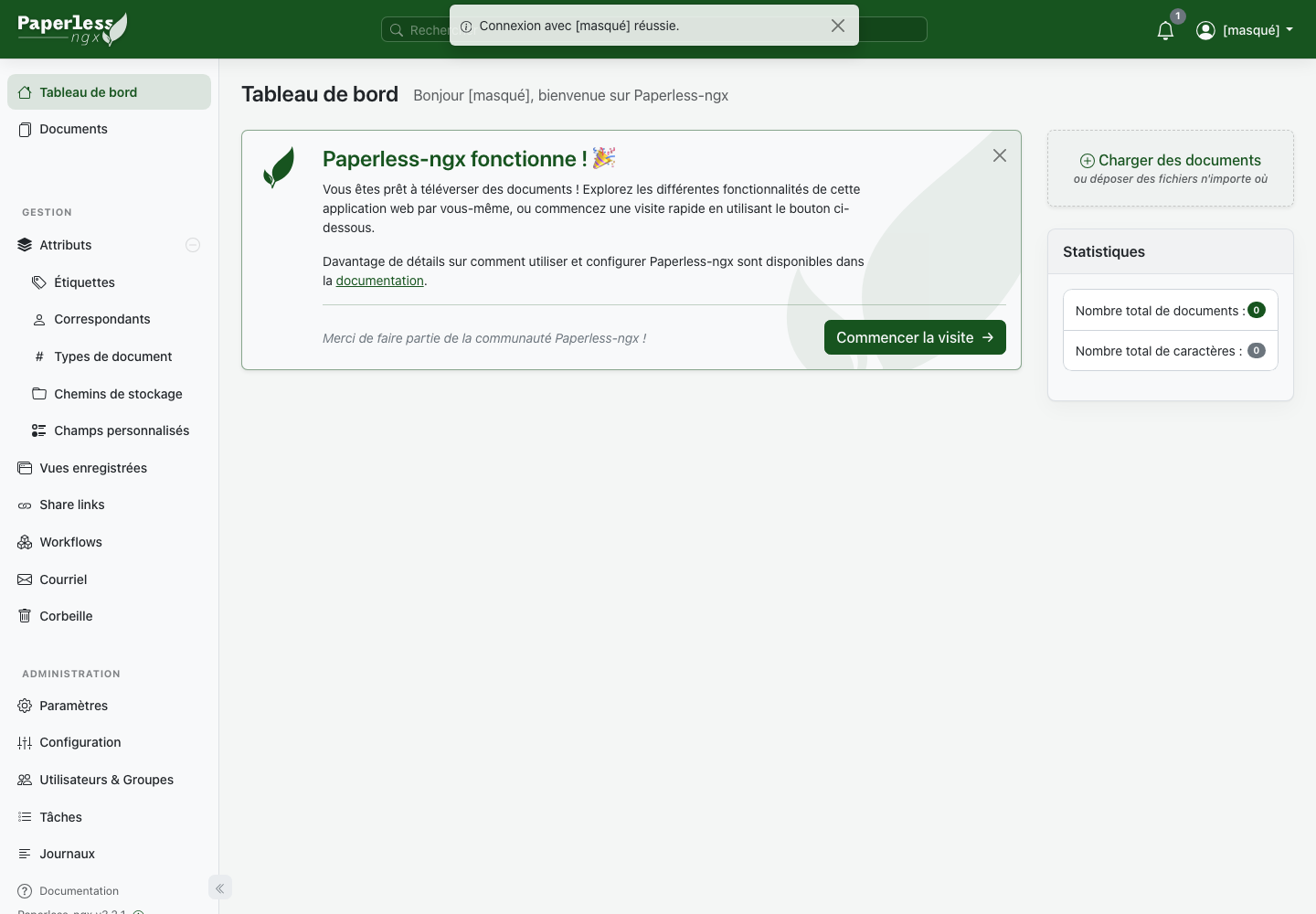 Tableau de bord Paperless-ngx