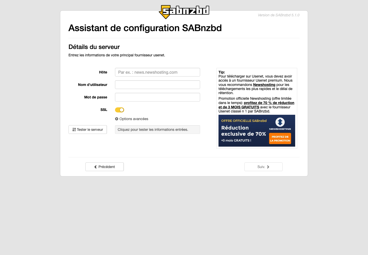 Configuration du serveur Usenet