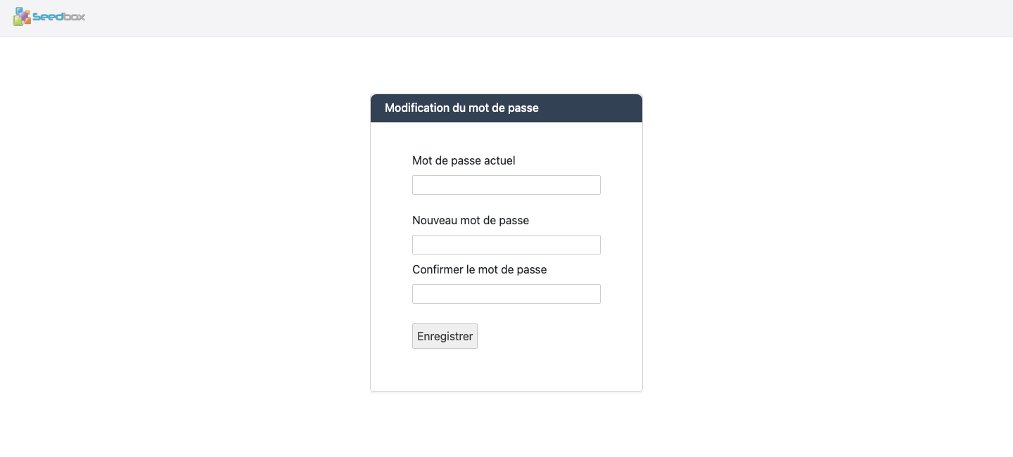 Formulaire de changement du mot de passe Seafile