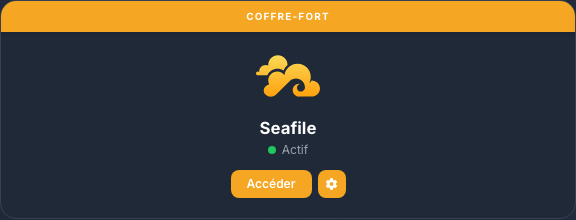 Carte Seafile et bouton de paramètres dans Ma console