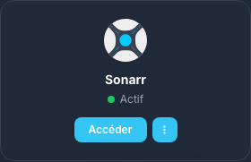 Carte Sonarr active dans Ma console