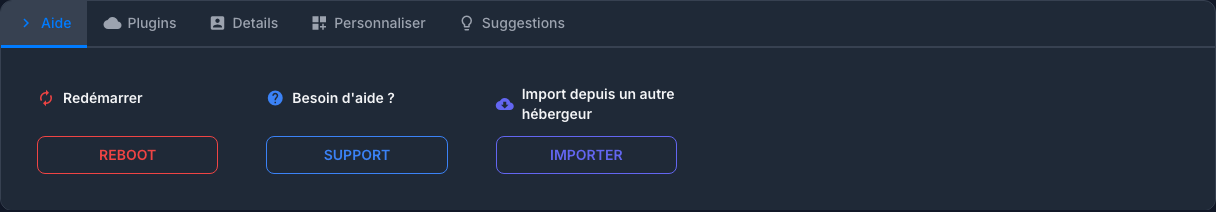 Onglet Aide ouvert sous les applications de Ma console