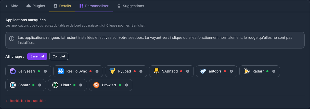 Mode Essentiel avec les applications masquées