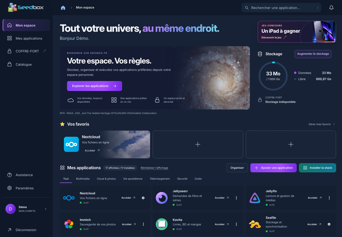 Nouvelle page d’accueil de Ma console
