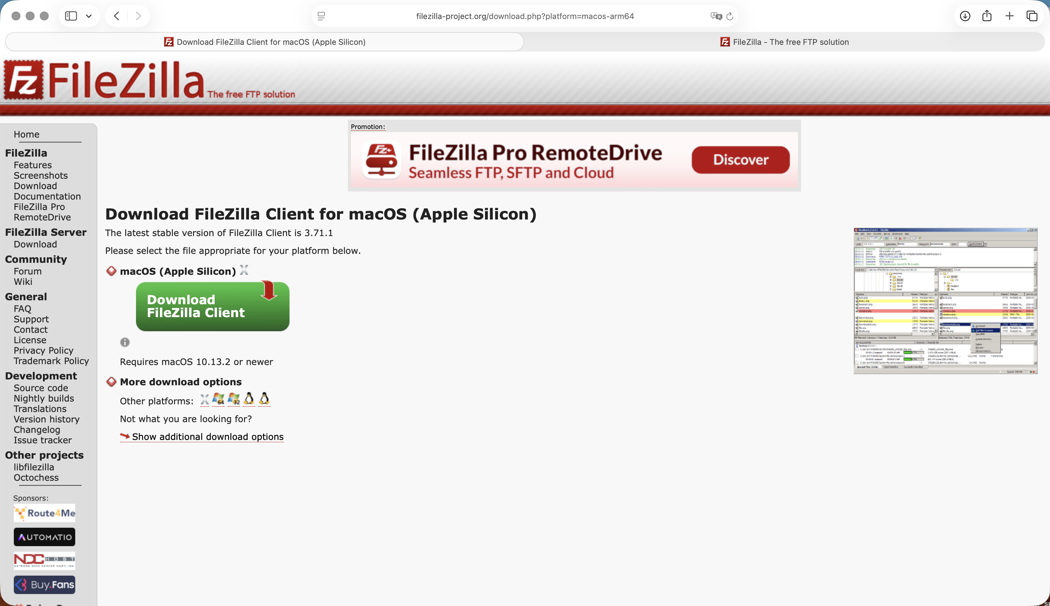 Télécharger FileZilla pour macOS