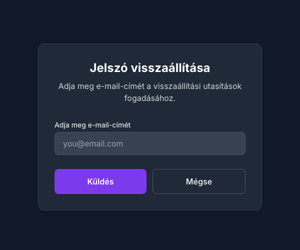 Jelszó-visszaállítási űrlap