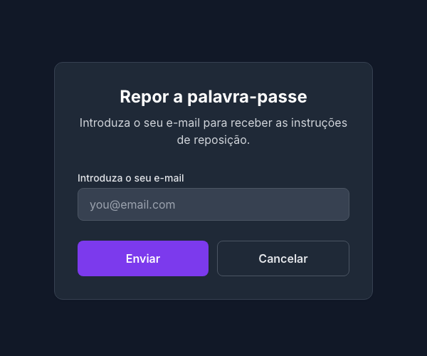 Formulário de reposição da palavra-passe