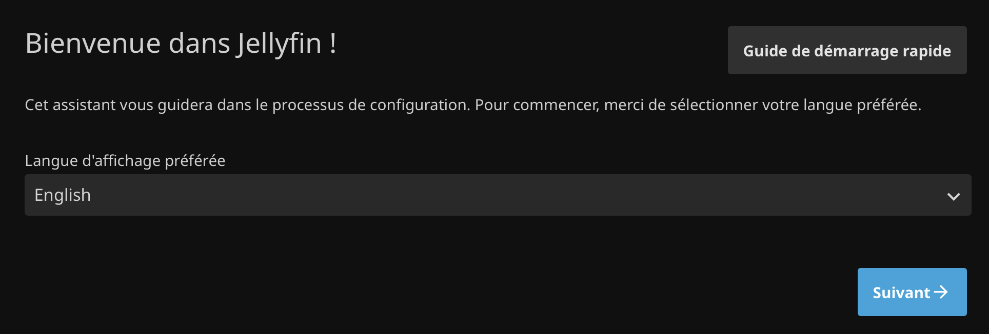 Choix de la langue de Jellyfin