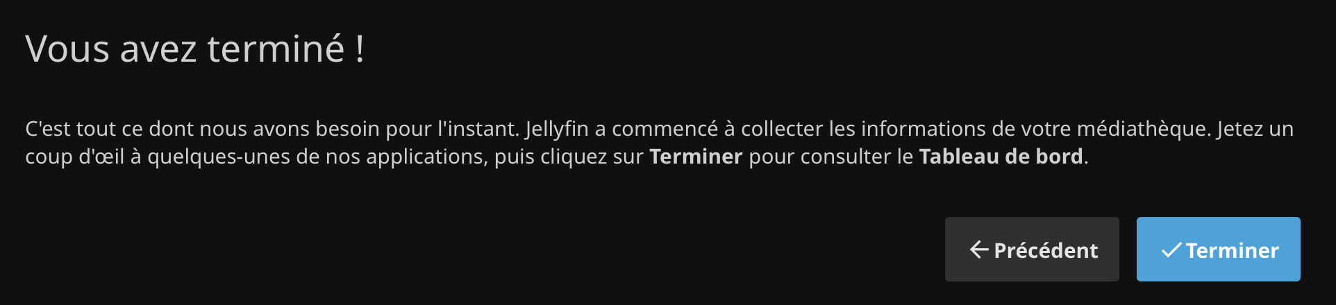 La configuration est terminée
